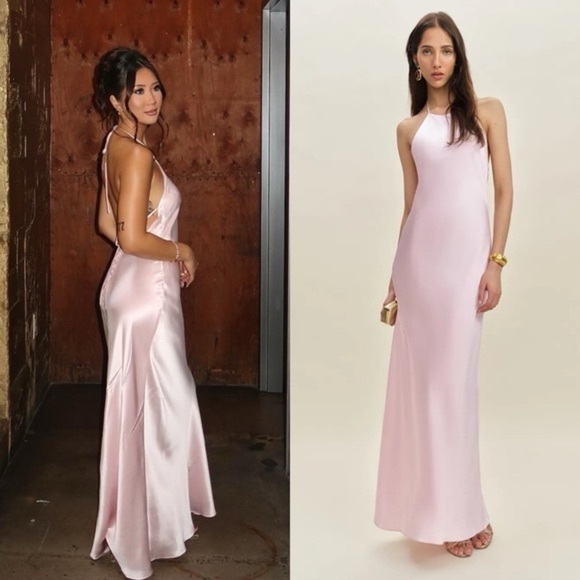 Reformation Jeany Silk Dress in Cherry Blossom Brand New - Picture 4 of 8